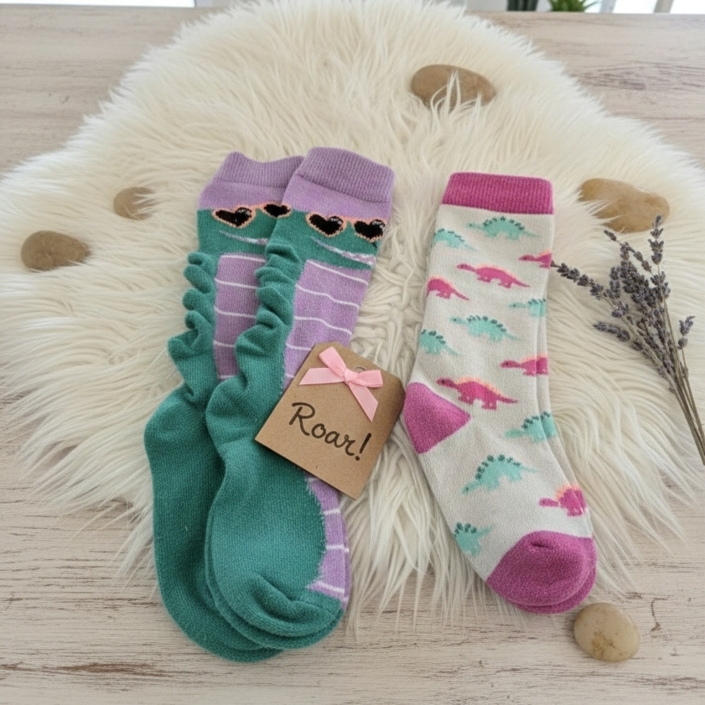Girls Dinosaur Knee High Socks